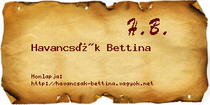 Havancsák Bettina névjegykártya